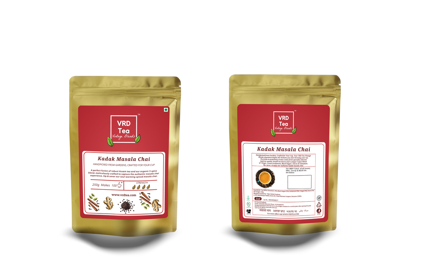 VRD Tea Vintage Blends Kadak Masala Chai with Real Spices - A Bold & Spiced Indulgence