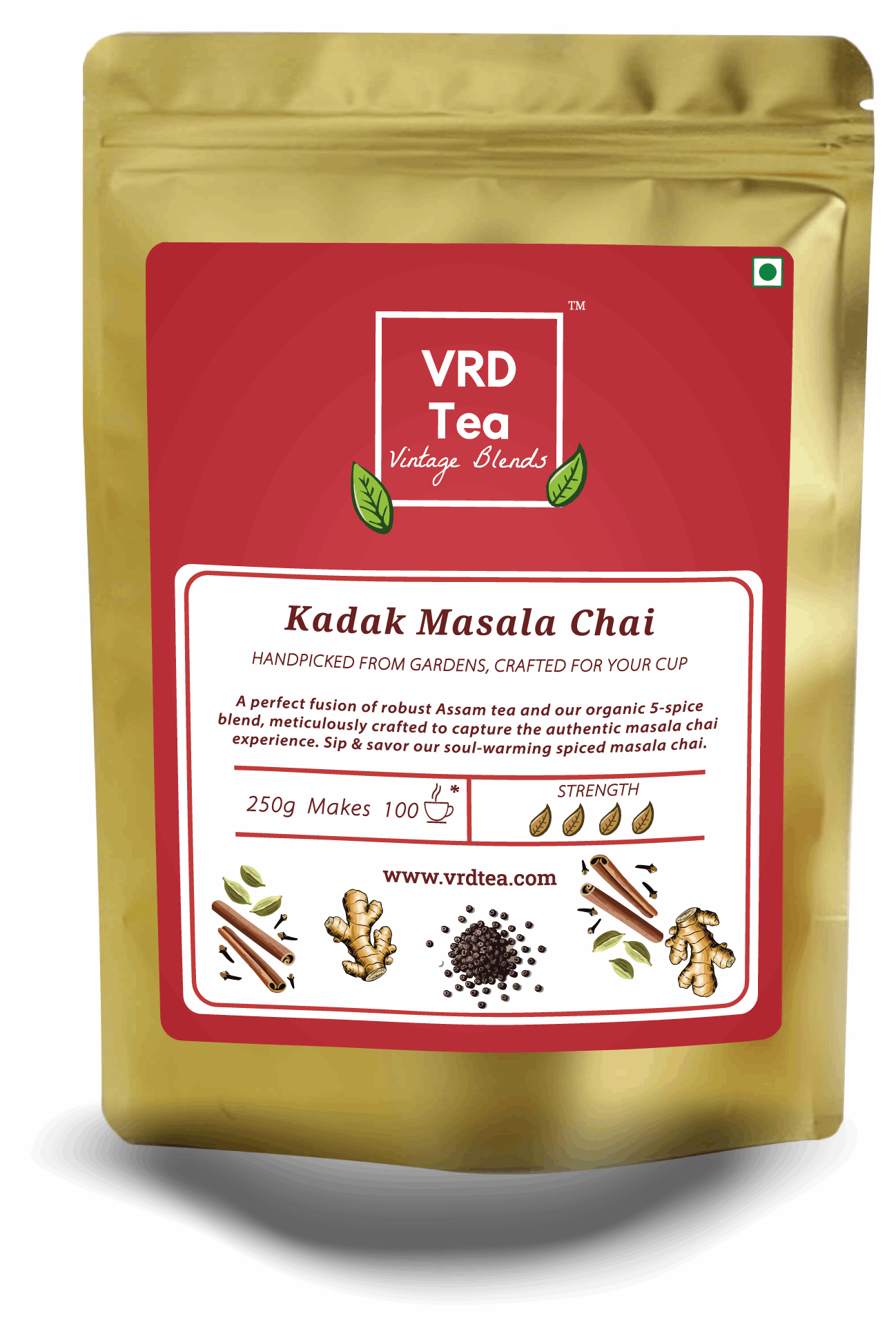 VRD Tea Vintage Blends Kadak Masala Chai with 100% Real Spices (250g)- A Bold & Spiced Indulgence