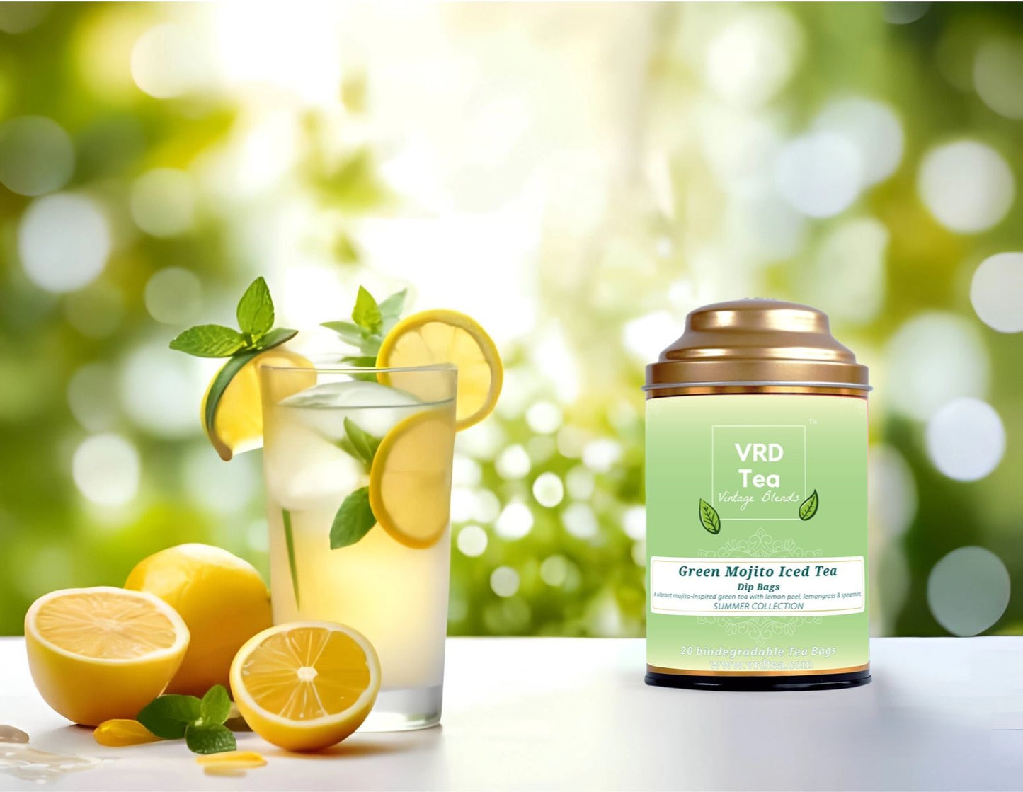 VRD Tea Vintage Blends Green Mojito Iced Tea (20 Bio-degradable Dip Bags)