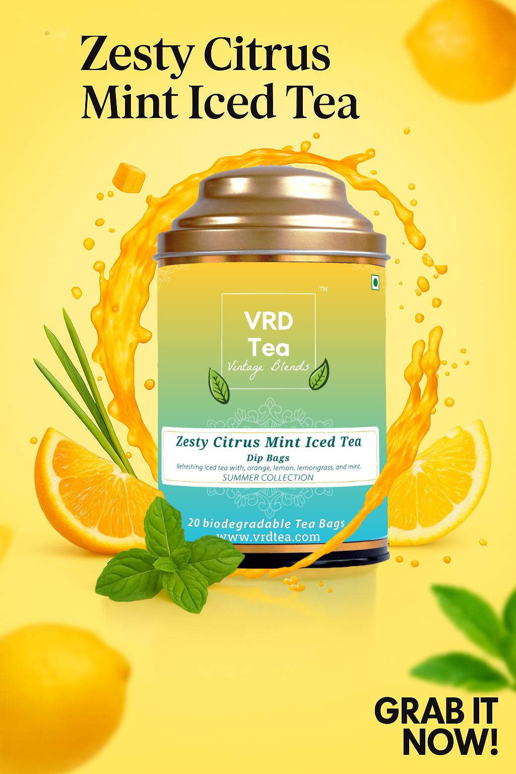 VRD Tea Vintage Blends Zesty Citrus Mint Iced Tea