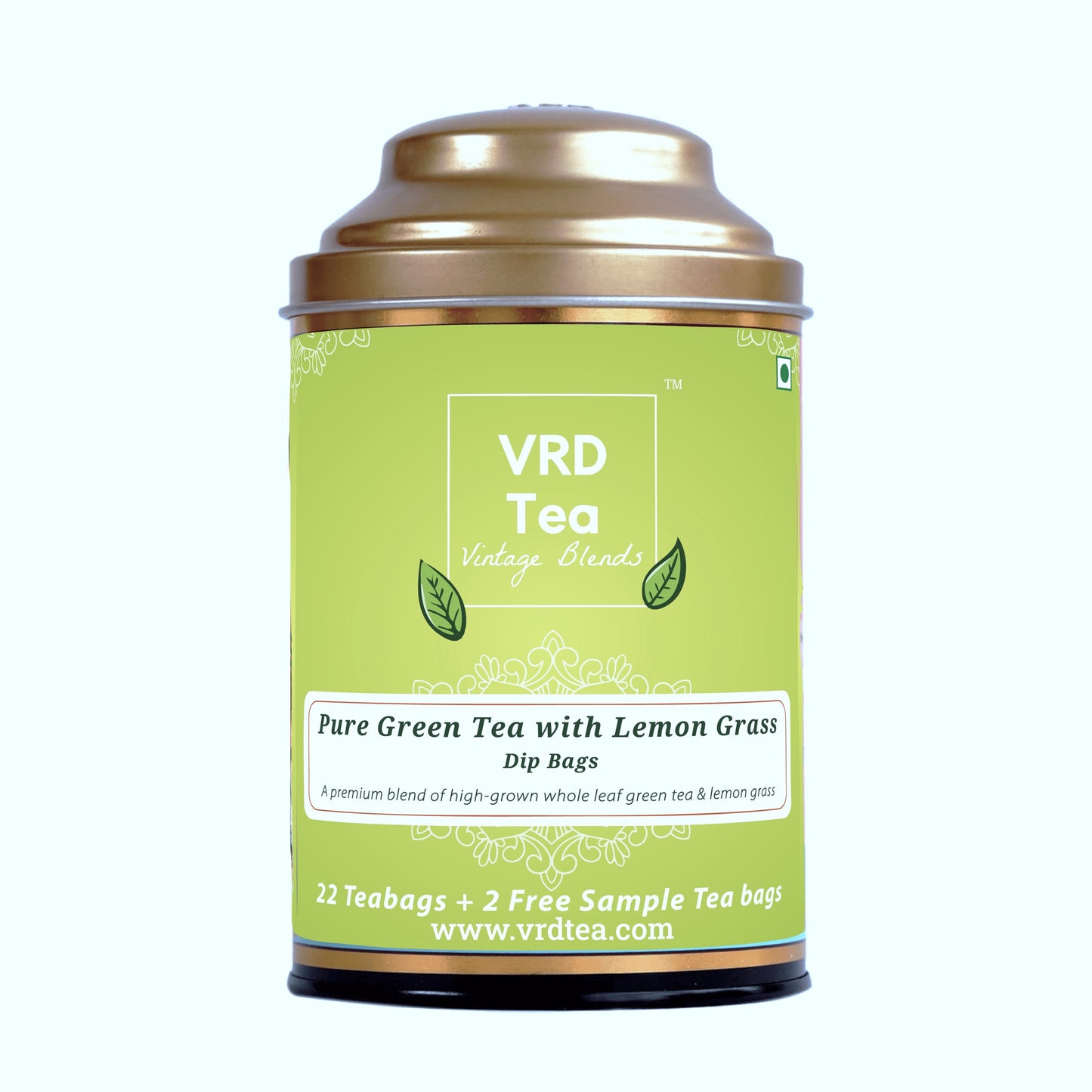 VRD Tea Vintage Blends Pure Green Tea with Lemongrass (22 plus 2 Dip Bags)