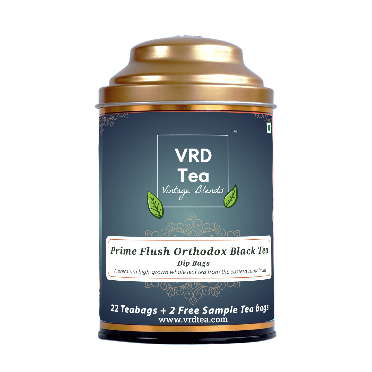 VRD Tea Vintage Blends Prime Flush Orthodox Black Tea (22 plus 2 Dip Bags)